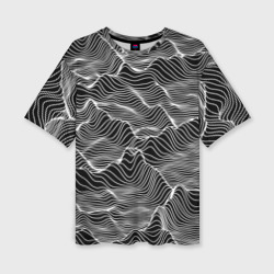Авангардный растровый пейзаж из линий – Женская футболка oversize 3D с принтом купить со скидкой в -50%