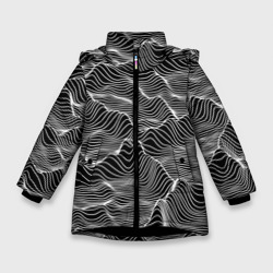 Авангардный растровый пейзаж из линий – Зимняя куртка для девочек 3D с принтом купить