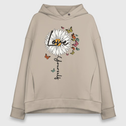 Женское худи Oversize хлопок Love yourself inscription