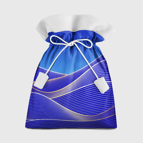 Подарочный мешок с принтом Волновая синяя композиция, вид спереди №1