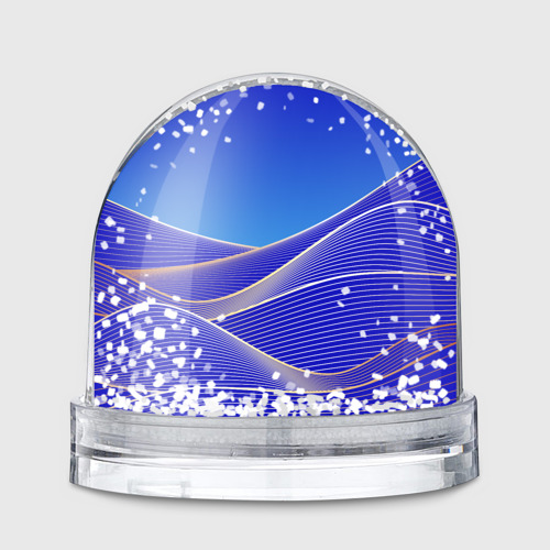 Игрушка Снежный шар с принтом Волновая синяя композиция, вид спереди №1