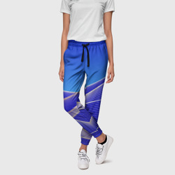 Волновая синяя композиция – Женские брюки 3D с принтом купить