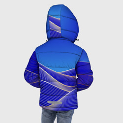 Куртка с принтом Волновая синяя композиция для любого человека, вид сзади №2. Цвет основы: черный