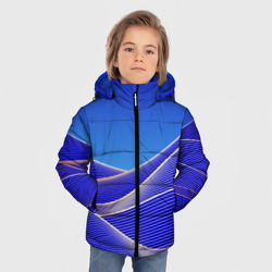 Куртка с принтом Волновая синяя композиция для любого человека, вид спереди №2. Цвет основы: черный