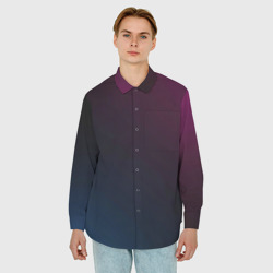 Мужская рубашка oversize 3D Синее фиолетовый градиент - фото 2