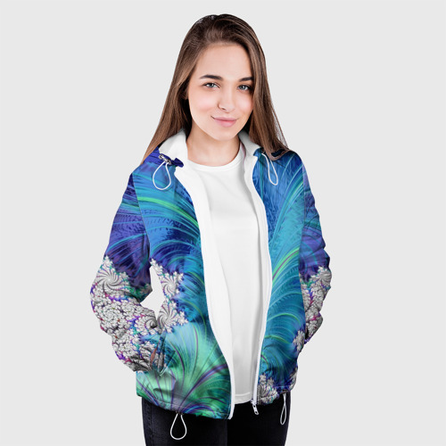 Женская куртка 3D с принтом Авангардная фрактальная композиция, вид сбоку #3
