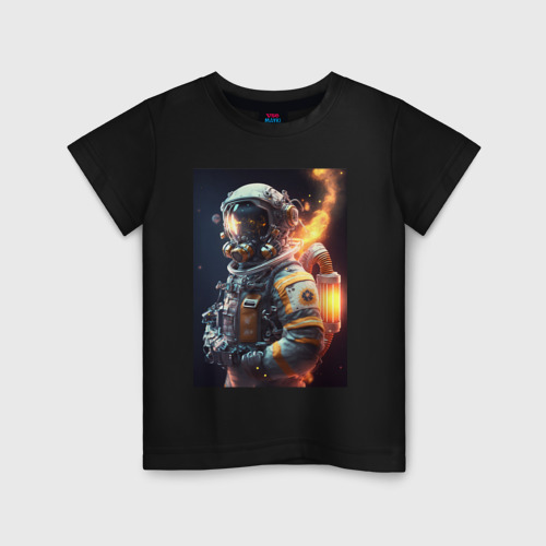 Детская футболка хлопок с принтом Астронавт покоряющий просторы вселенной, вид спереди #2