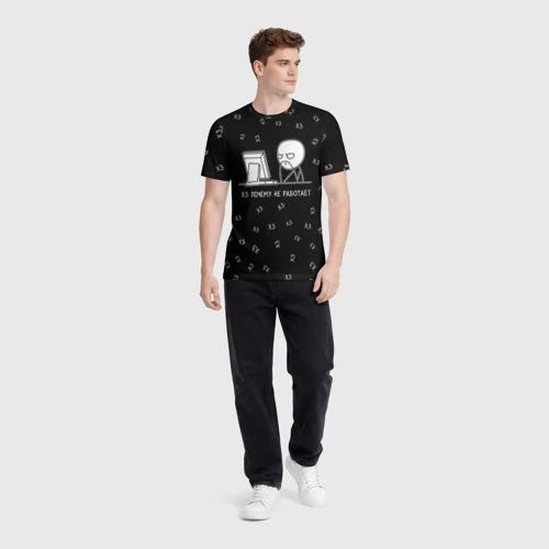 Мужская футболка 3D с принтом Обескураженный программист мем, вид сбоку #3