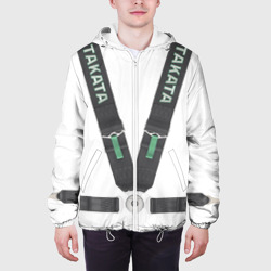 Куртка с принтом Спортивный ремень безопасности имитация для мужчины, вид на модели спереди №3. Цвет основы: белый