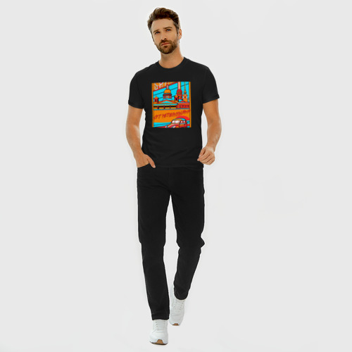 Мужская футболка хлопок Slim Санкт-Петербург в стиле плаката 30-х годов, цвет черный - фото 5