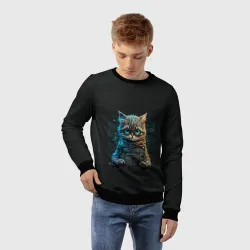 Детский свитшот 3D Ученый кот программист - фото 2