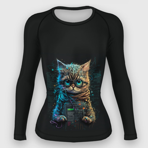 Женский рашгард 3D Ученый кот программист, цвет 3D печать