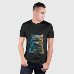 Мужская футболка 3D Slim Ученый кот программист - фото 2
