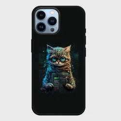 Чехол для iPhone 14 Pro Max Ученый кот программист
