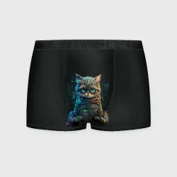 Мужские трусы 3D Ученый кот программист