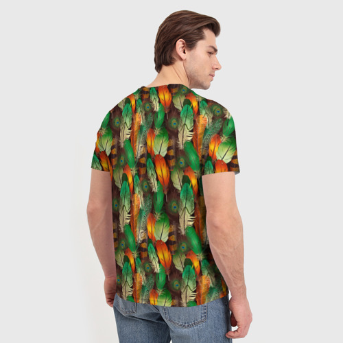 Мужская футболка 3D с принтом Павлиные перья, вид сзади #2