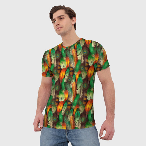 Мужская футболка 3D с принтом Павлиные перья, фото на моделе #1