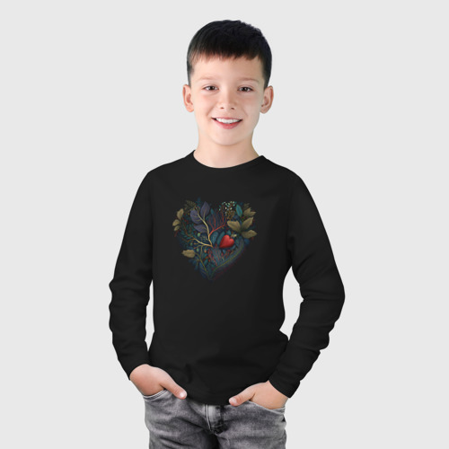 Детский лонгслив хлопок с принтом Natural heart, фото на моделе #1