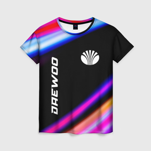 Женская футболка 3D с принтом Daewoo speed lights, вид спереди #2