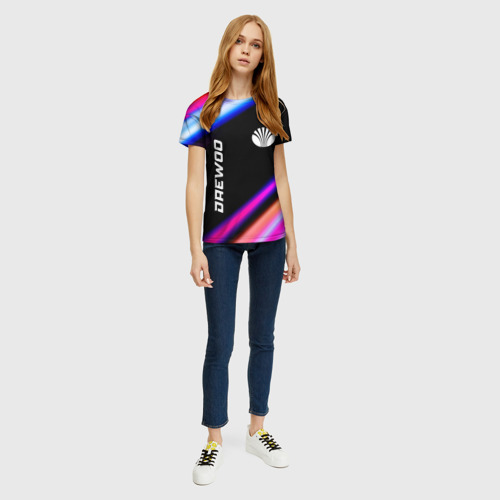 Женская футболка 3D с принтом Daewoo speed lights, вид сбоку #3