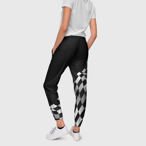 Женские брюки 3D с принтом Chrysler racing flag, вид сзади #2