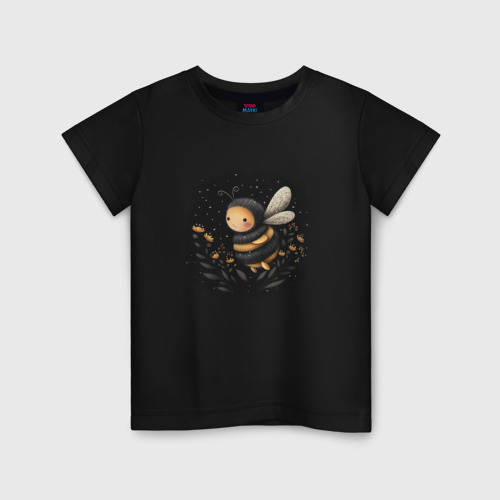 Детская футболка хлопок с принтом Милая пчелка, вид спереди #2
