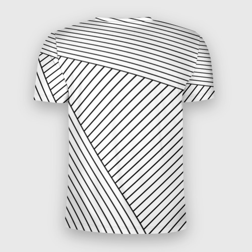 Мужская футболка 3D Slim с принтом Символ Death Stranding на светлом фоне с полосами, вид сзади #1