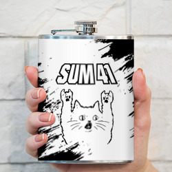 Фляга Sum41 рок кот на светлом фоне - фото 2
