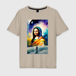 Gioconda in space - watercolor – Футболка оверсайз из хлопка с принтом купить со скидкой в -16%