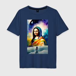Gioconda in space - watercolor – Мужская футболка хлопок Oversize с принтом купить со скидкой в -16%