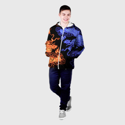 Мужская куртка 3D Парящие неоновые драконы - фото 2