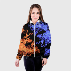 Женская куртка 3D Парящие неоновые драконы - фото 2