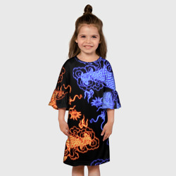 Детское платье 3D Парящие неоновые драконы - фото 2