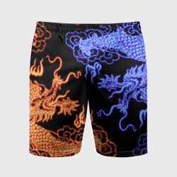 Мужские шорты спортивные Парящие неоновые драконы