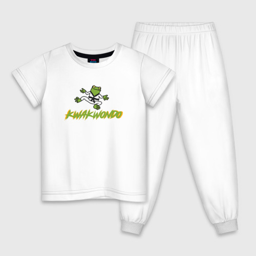 Детская пижама хлопок с принтом Кваквондо лягушачье тхэквондо, вид спереди #2
