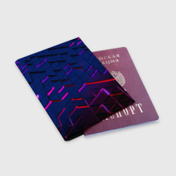 Обложка для паспорта матовая кожа Неоновые треугольники с подсветкой - фото 2