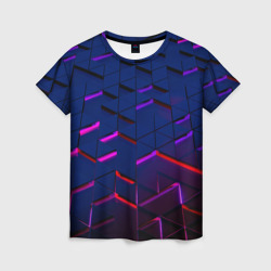 Женская футболка 3D Неоновые треугольники с подсветкой