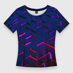 Женская футболка 3D Slim Неоновые треугольники с подсветкой