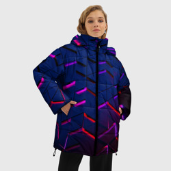 Женская зимняя куртка Oversize Неоновые треугольники с подсветкой - фото 2
