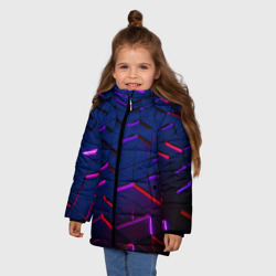 Зимняя куртка для девочек 3D Неоновые треугольники с подсветкой - фото 2