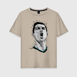 Женская футболка хлопок Oversize Scream Ronaldo