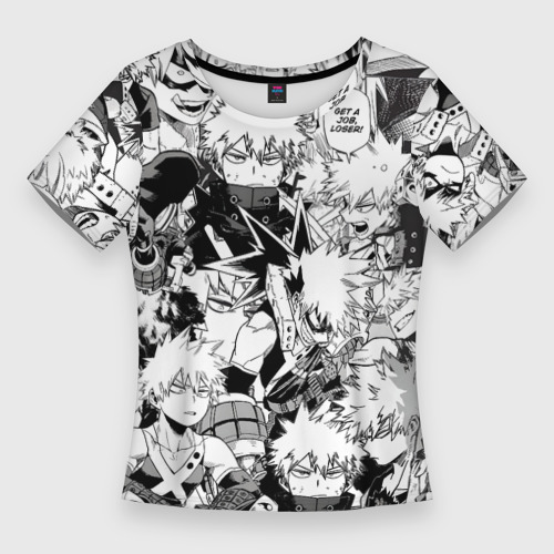 Женская приталенная футболка с принтом Кацуки Бакуго - Моя геройская академия, вид спереди №1