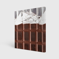 Холст квадратный Темная плитка шоколада в обертке