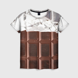 Женская футболка 3D Темная плитка шоколада в обертке