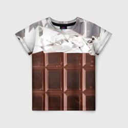 Детская футболка 3D Темная плитка шоколада в обертке