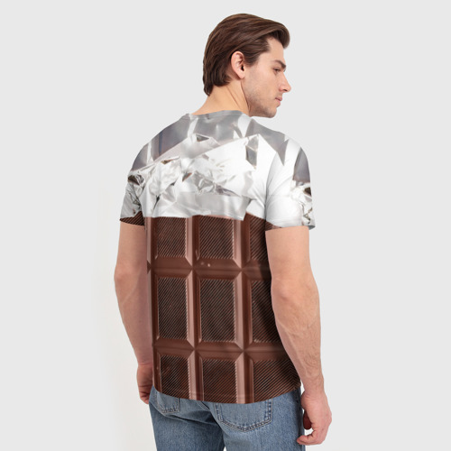 Мужская футболка 3D Темная плитка шоколада в обертке, цвет 3D печать - фото 4