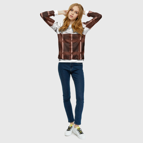 Женский свитшот 3D Темная плитка шоколада в обертке, цвет 3D печать - фото 5