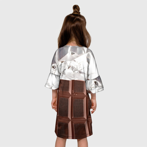 Детское платье 3D Темная плитка шоколада в обертке, цвет 3D печать - фото 5