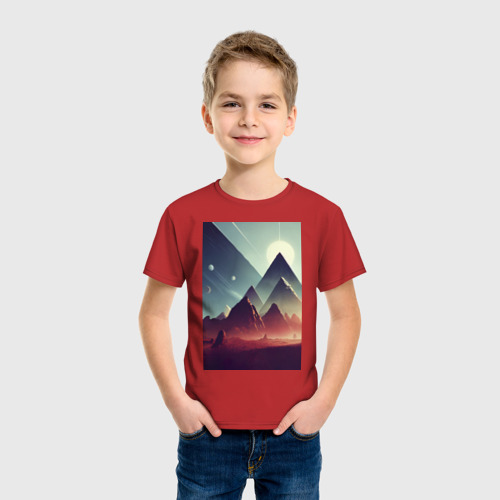 Детская футболка хлопок с принтом Геометрические горы, фото на моделе #1