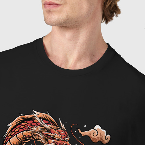 Мужская футболка хлопок с принтом Красный Китайский дракон, фото #4